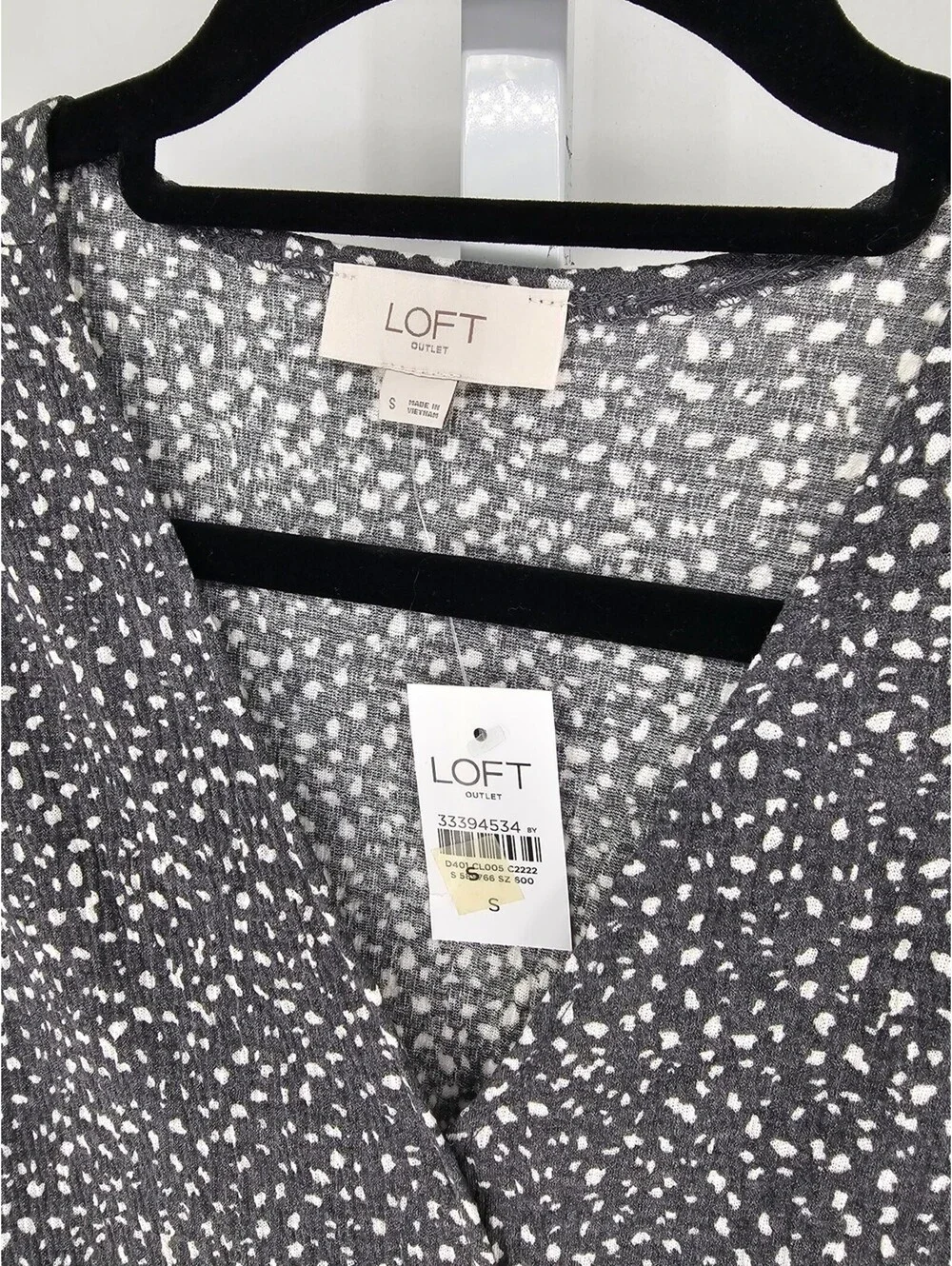 LOFT Outlet Grey & White speckled wrap look sleeveless top with decorative bow